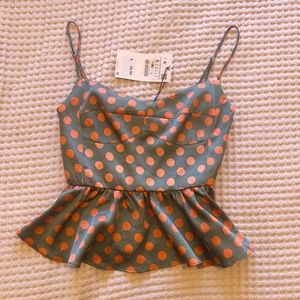 Zara satin polka dot corset tank - size S
